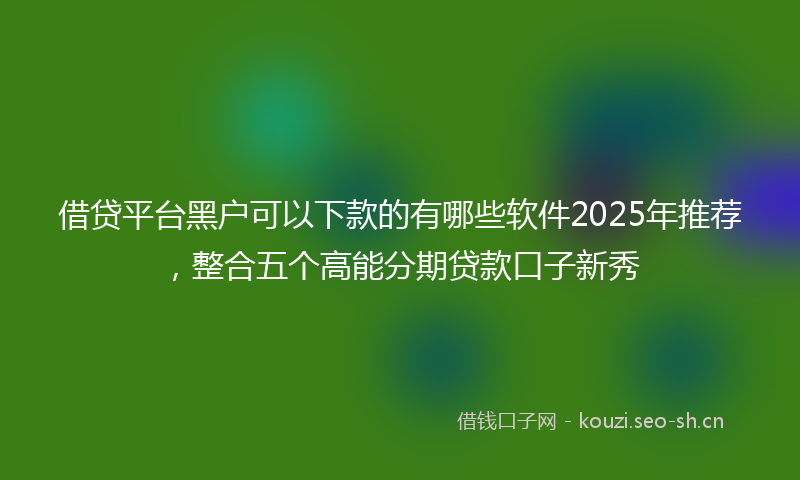 借贷平台黑户可以下款的有哪些软件2025年推荐,整合五个高能分期贷款口子新秀