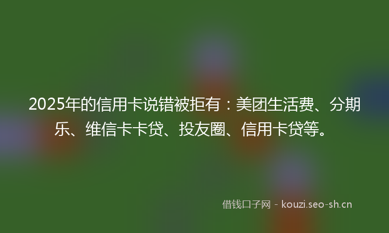 2025年的信用卡说错被拒有:美团生活费、分期乐、维信卡卡贷、投友圈、信用卡贷等。