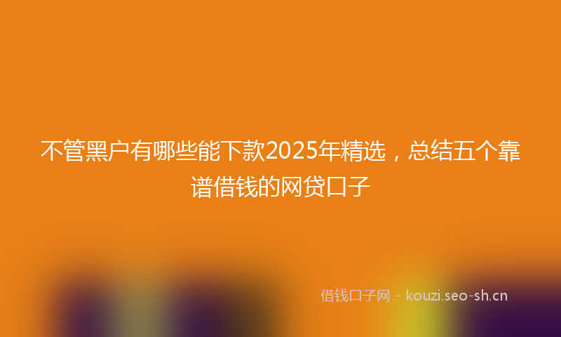 不管黑户有哪些能下款2025年精选，总结五个靠谱借钱的网贷口子
