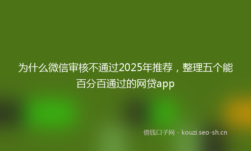 为什么微信审核不通过2025年推荐，整理五个能百分百通过的网贷app