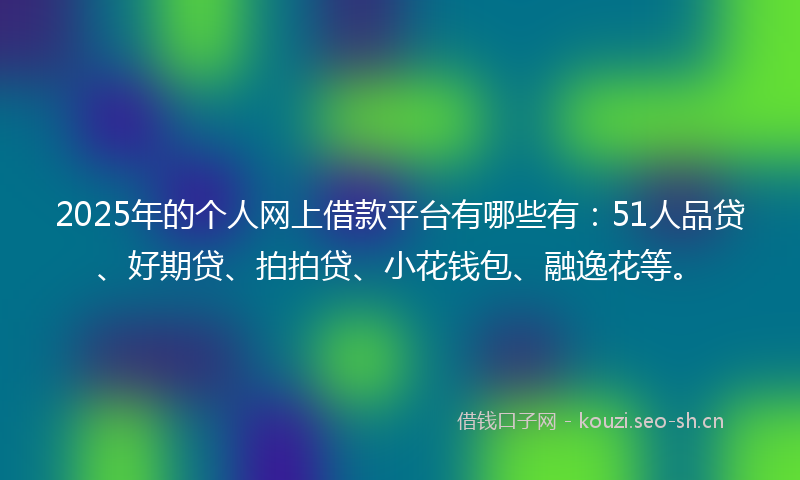 2025年的个人网上借款平台有哪些有：51人品贷、好期贷、拍拍贷、小花钱包、融逸花等。