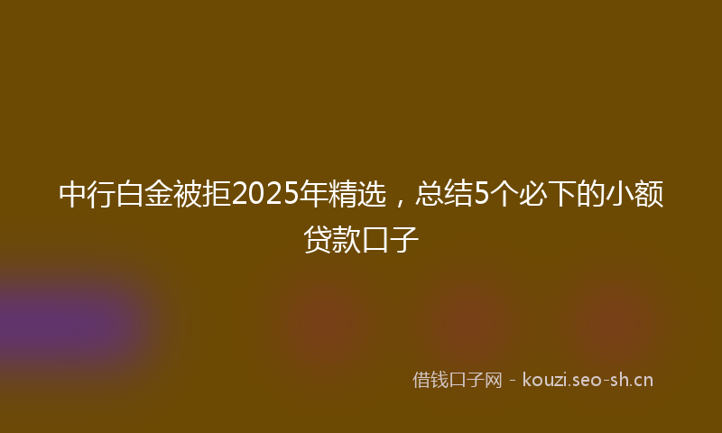 中行白金被拒2025年精选,总结5个必下的小额贷款口子