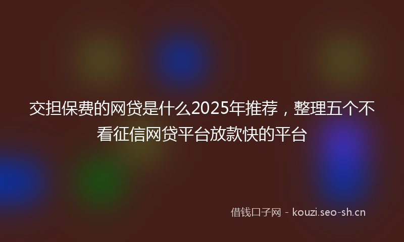 交担保费的网贷是什么2025年推荐，整理五个不看征信网贷平台放款快的平台
