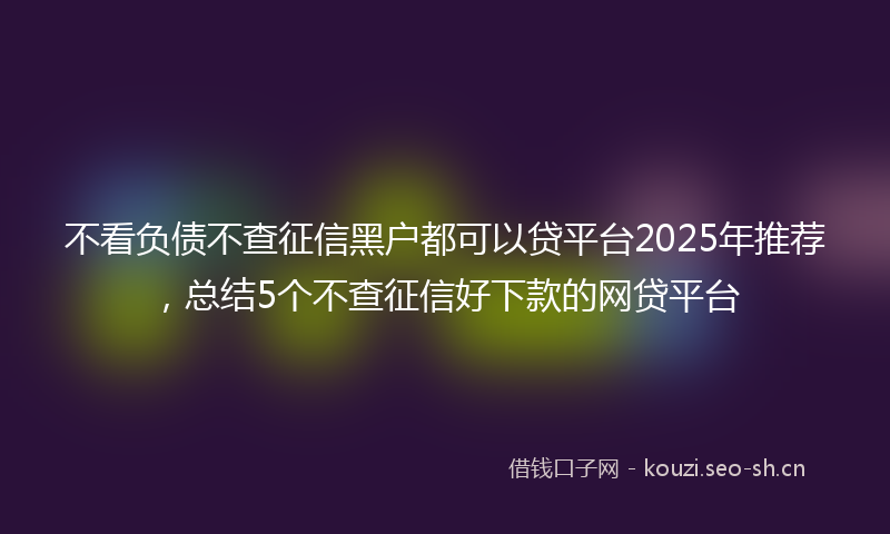 不看负债不查征信黑户都可以贷平台2025年推荐，总结5个不查征信好下款的网贷平台