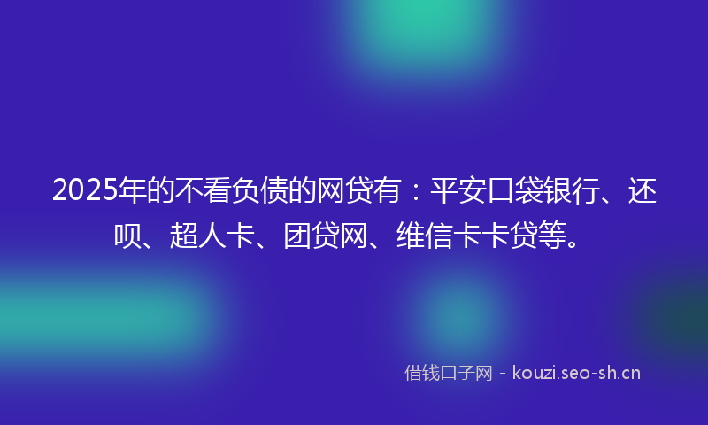2025年的不看负债的网贷有：平安口袋银行、还呗、超人卡、团贷网、维信卡卡贷等。