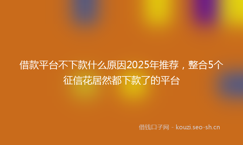 借款平台不下款什么原因2025年推荐,整合5个征信花居然都下款了的平台
