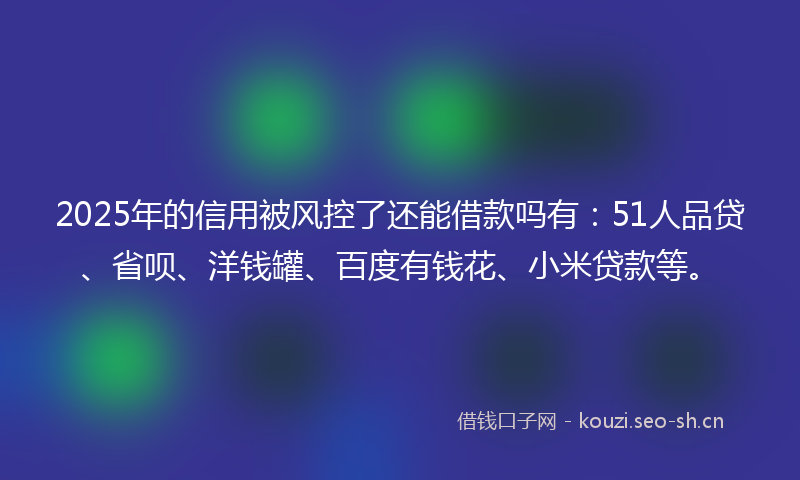 2025年的信用被风控了还能借款吗有：51人品贷、省呗、洋钱罐、百度有钱花、小米贷款等。