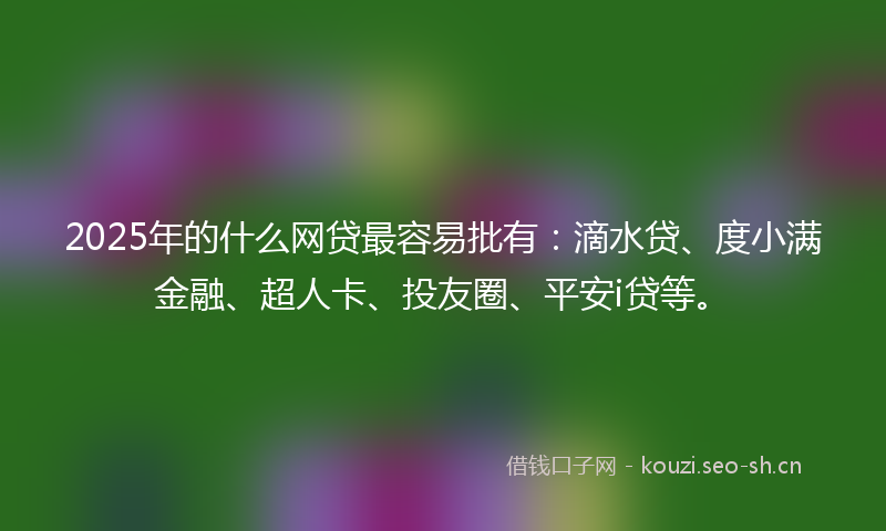 2025年的什么网贷最容易批有：滴水贷、度小满金融、超人卡、投友圈、平安i贷等。