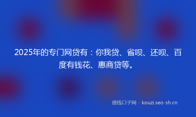 2025年的专门网贷有：你我贷、省呗、还呗、百度有钱花、惠商贷等。