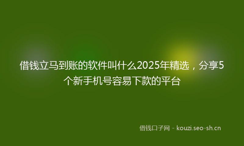 借钱立马到账的软件叫什么2025年精选，分享5个新手机号容易下款的平台