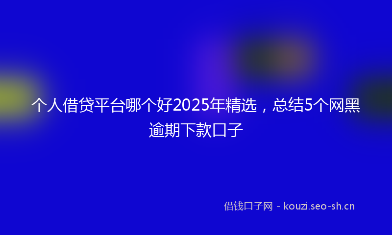 个人借贷平台哪个好2025年精选，总结5个网黑逾期下款口子