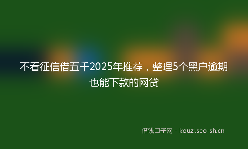不看征信借五千2025年推荐，整理5个黑户逾期也能下款的网贷