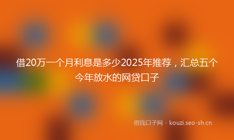 借20万一个月利息是多少2025年推荐，汇总五个今年放水的网贷口子