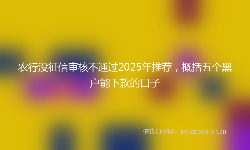 农行没征信审核不通过2025年推荐，概括五个黑户能下款的口子
