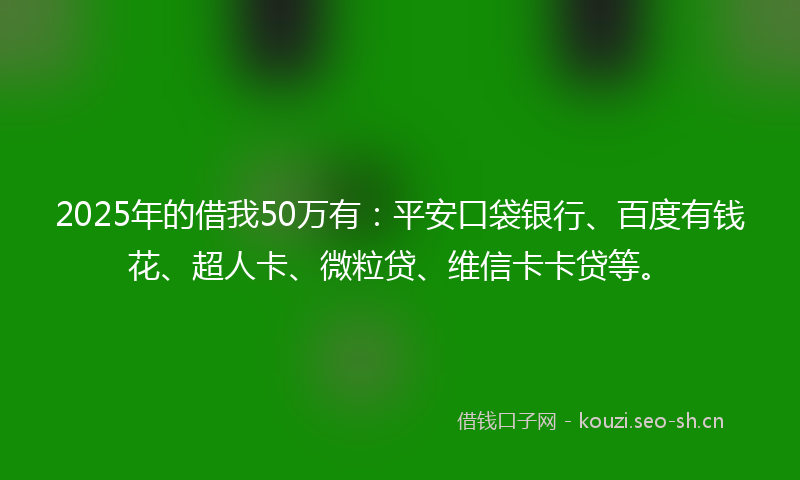 2025年的借我50万有：平安口袋银行、百度有钱花、超人卡、微粒贷、维信卡卡贷等。