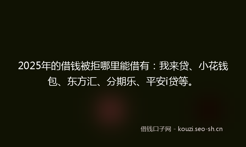 2025年的借钱被拒哪里能借有:我来贷、小花钱包、东方汇、分期乐、平安i贷等。