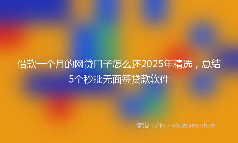 借款一个月的网贷口子怎么还2025年精选，总结5个秒批无面签贷款软件