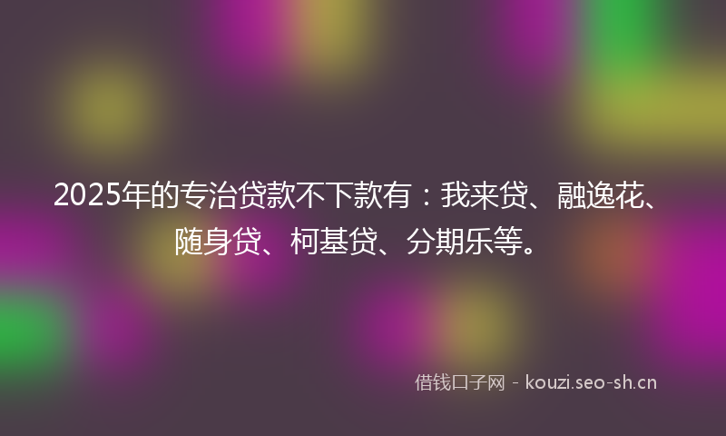 2025年的专治贷款不下款有：我来贷、融逸花、随身贷、柯基贷、分期乐等。