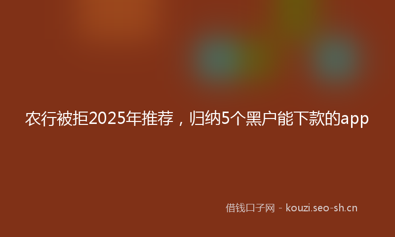 农行被拒2025年推荐，归纳5个黑户能下款的app