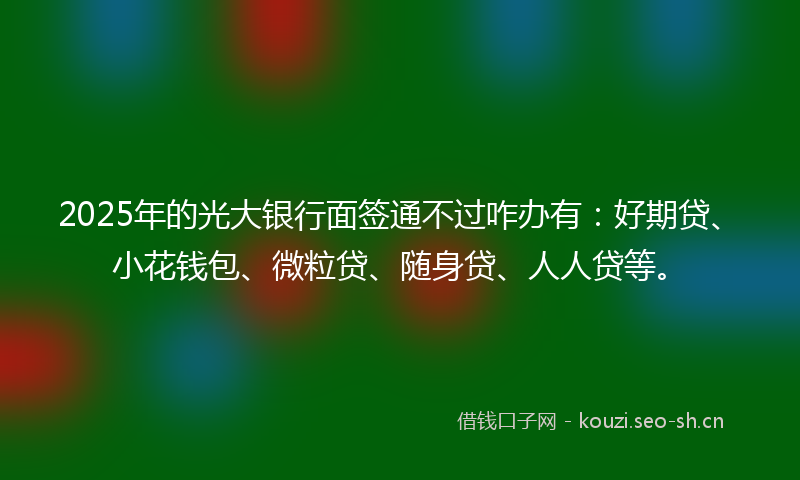 2025年的光大银行面签通不过咋办有：好期贷、小花钱包、微粒贷、随身贷、人人贷等。