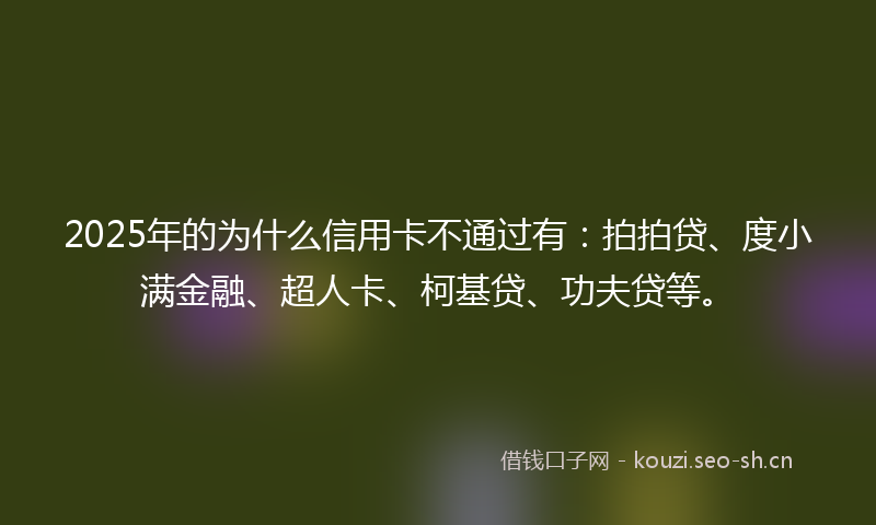 2025年的为什么信用卡不通过有：拍拍贷、度小满金融、超人卡、柯基贷、功夫贷等。