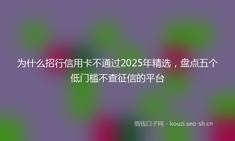 为什么招行信用卡不通过2025年精选，盘点五个低门槛不查征信的平台