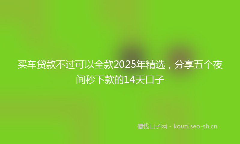 买车贷款不过可以全款2025年精选，分享五个夜间秒下款的14天口子