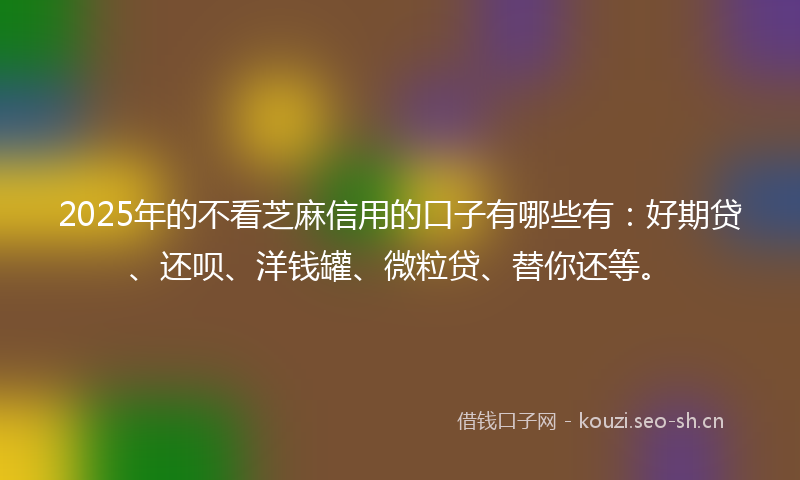 2025年的不看芝麻信用的口子有哪些有:好期贷、还呗、洋钱罐、微粒贷、替你还等。