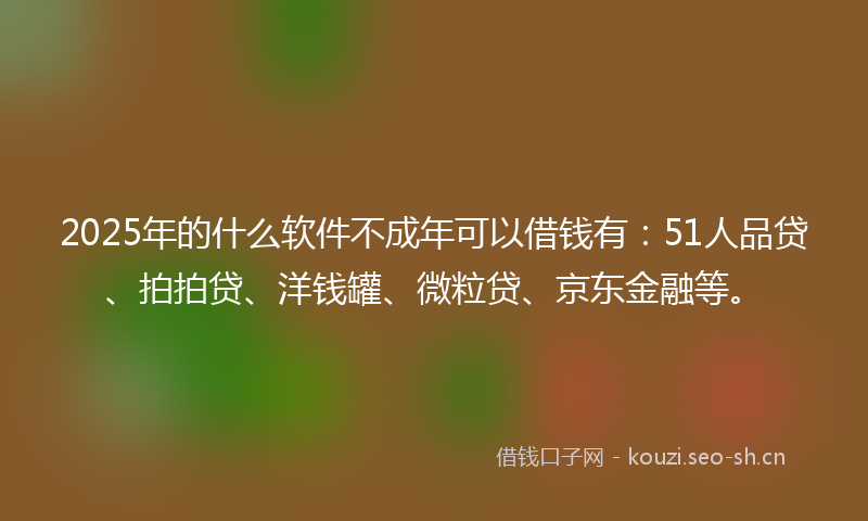 2025年的什么软件不成年可以借钱有:51人品贷、拍拍贷、洋钱罐、微粒贷、京东金融等。