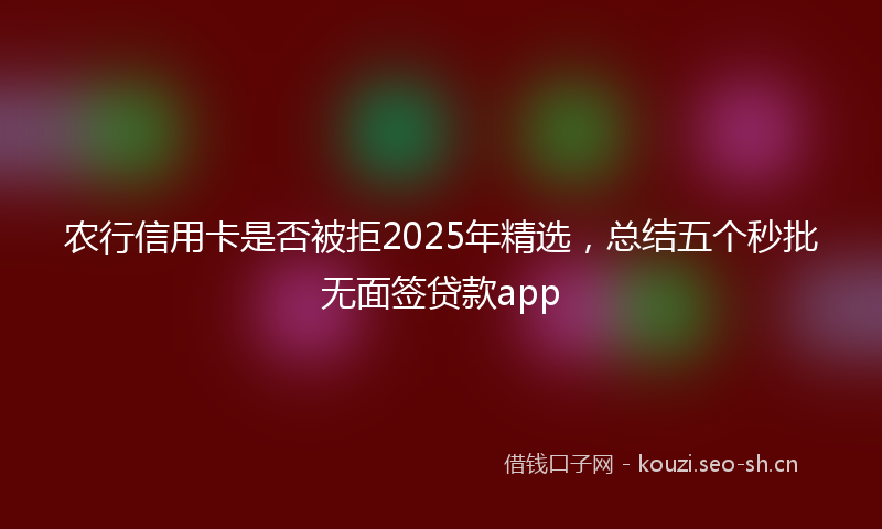 农行信用卡是否被拒2025年精选，总结五个秒批无面签贷款app