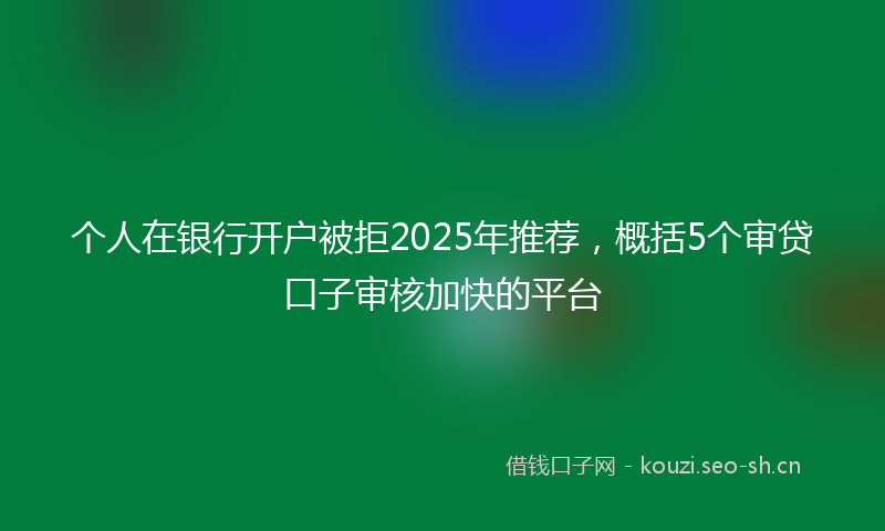 个人在银行开户被拒2025年推荐，概括5个审贷口子审核加快的平台