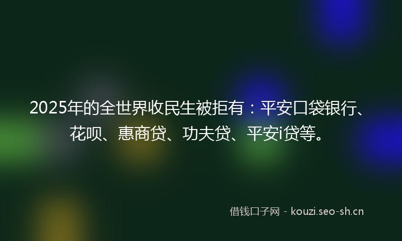 2025年的全世界收民生被拒有：平安口袋银行、花呗、惠商贷、功夫贷、平安i贷等。