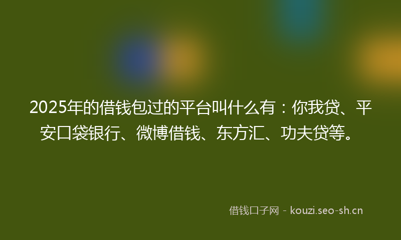 2025年的借钱包过的平台叫什么有：你我贷、平安口袋银行、微博借钱、东方汇、功夫贷等。