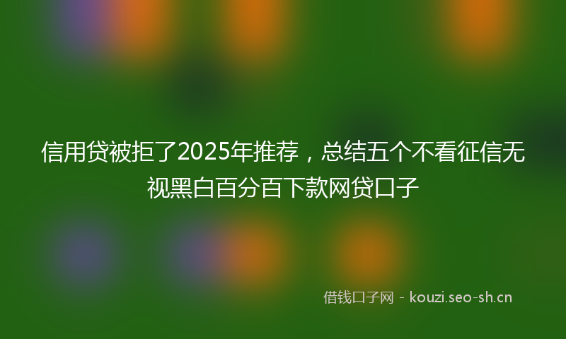 信用贷被拒了2025年推荐,总结五个不看征信无视黑白百分百下款网贷口子