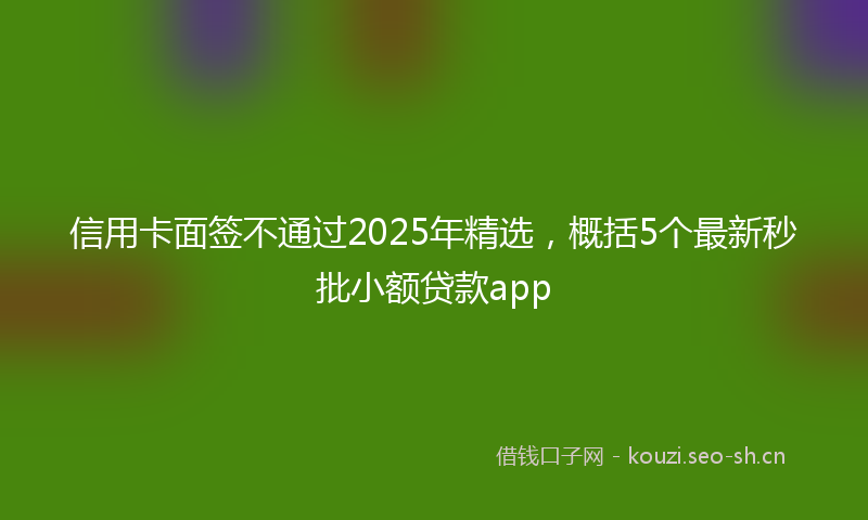 信用卡面签不通过2025年精选，概括5个最新秒批小额贷款app