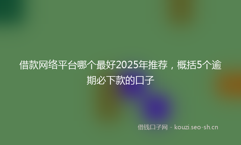 借款网络平台哪个最好2025年推荐,概括5个逾期必下款的口子
