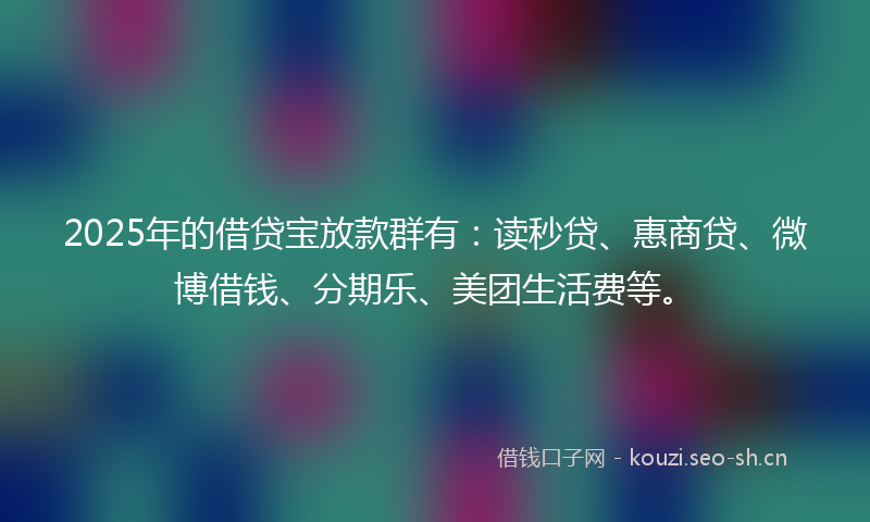 2025年的借贷宝放款群有：读秒贷、惠商贷、微博借钱、分期乐、美团生活费等。