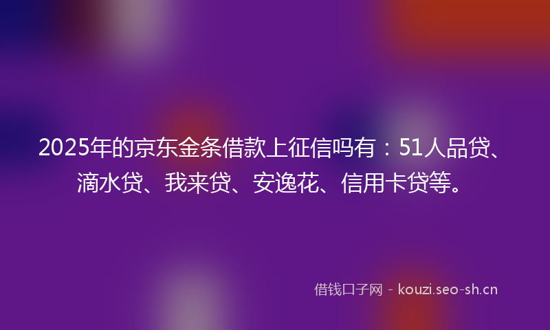 2025年的京东金条借款上征信吗有：51人品贷、滴水贷、我来贷、安逸花、信用卡贷等。