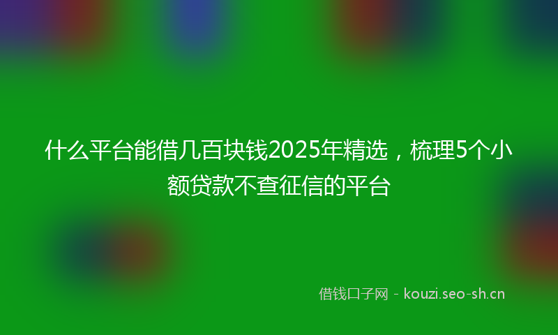 什么平台能借几百块钱2025年精选,梳理5个小额贷款不查征信的平台