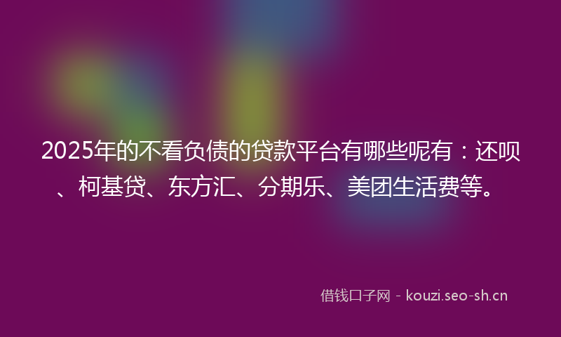 2025年的不看负债的贷款平台有哪些呢有：还呗、柯基贷、东方汇、分期乐、美团生活费等。