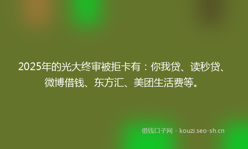 2025年的光大终审被拒卡有：你我贷、读秒贷、微博借钱、东方汇、美团生活费等。
