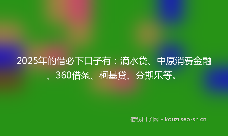 2025年的借必下口子有：滴水贷、中原消费金融、360借条、柯基贷、分期乐等。
