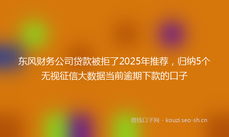 东风财务公司贷款被拒了2025年推荐，归纳5个无视征信大数据当前逾期下款的口子