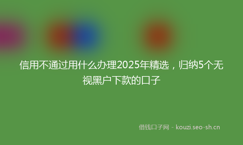信用不通过用什么办理2025年精选，归纳5个无视黑户下款的口子