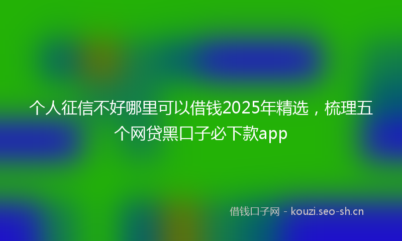 个人征信不好哪里可以借钱2025年精选，梳理五个网贷黑口子必下款app