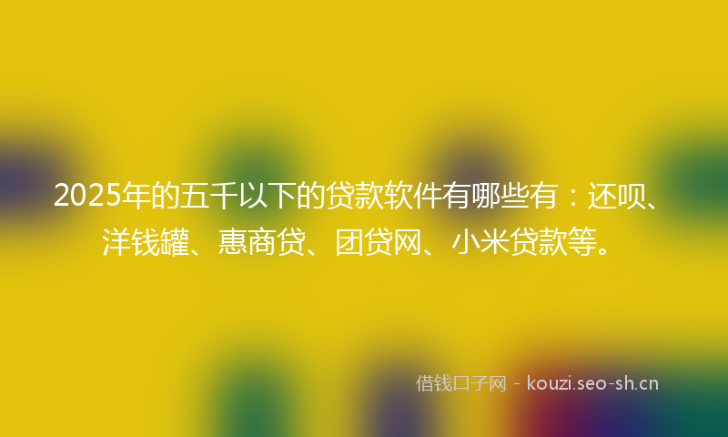 2025年的五千以下的贷款软件有哪些有：还呗、洋钱罐、惠商贷、团贷网、小米贷款等。