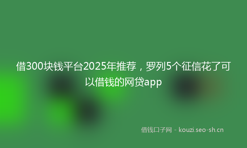 借300块钱平台2025年推荐，罗列5个征信花了可以借钱的网贷app