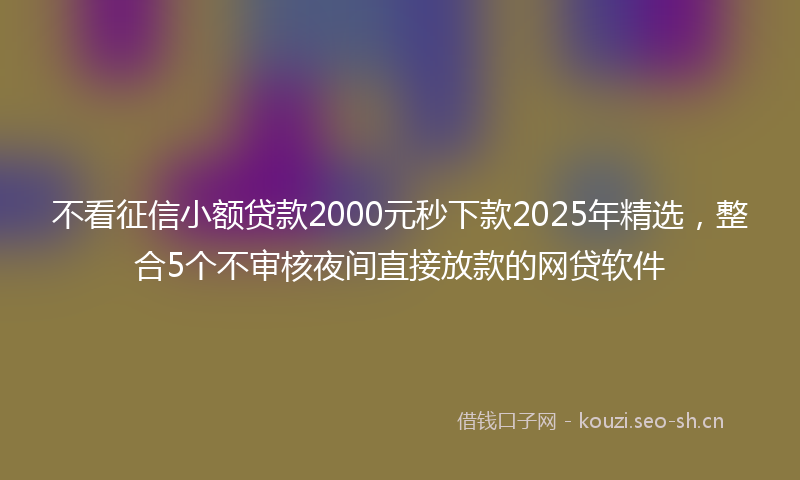不看征信小额贷款2000元秒下款2025年精选，整合5个不审核夜间直接放款的网贷软件