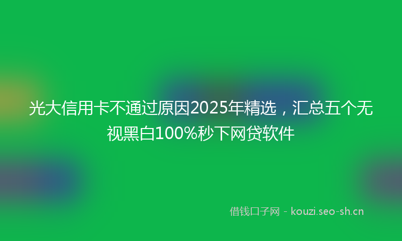 光大信用卡不通过原因2025年精选，汇总五个无视黑白100%秒下网贷软件