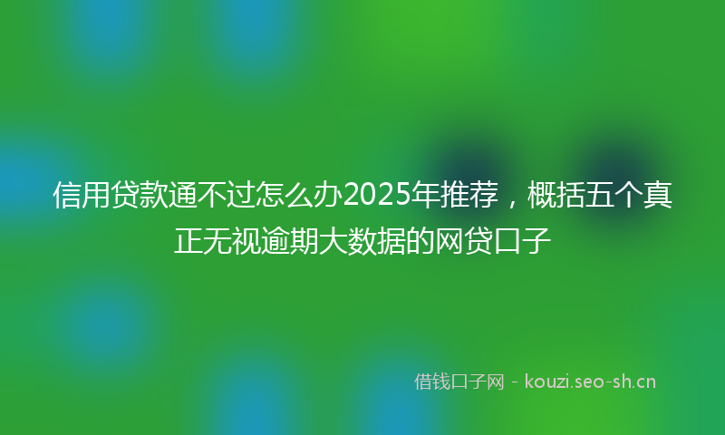 信用贷款通不过怎么办2025年推荐,概括五个真正无视逾期大数据的网贷口子